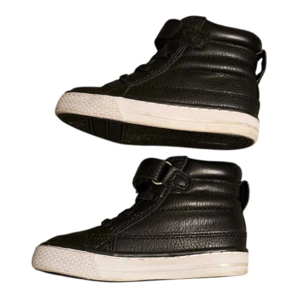 Childrens Place Hightop Shoes Boots Black Leather Boys Sz 6 Kids Toddler